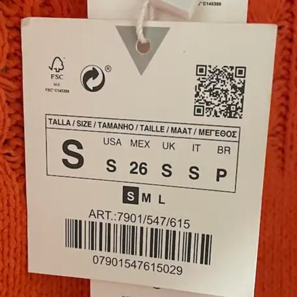 ZARA NWT Orange Crochet Knit Mini Dress - Picture 6 of 6